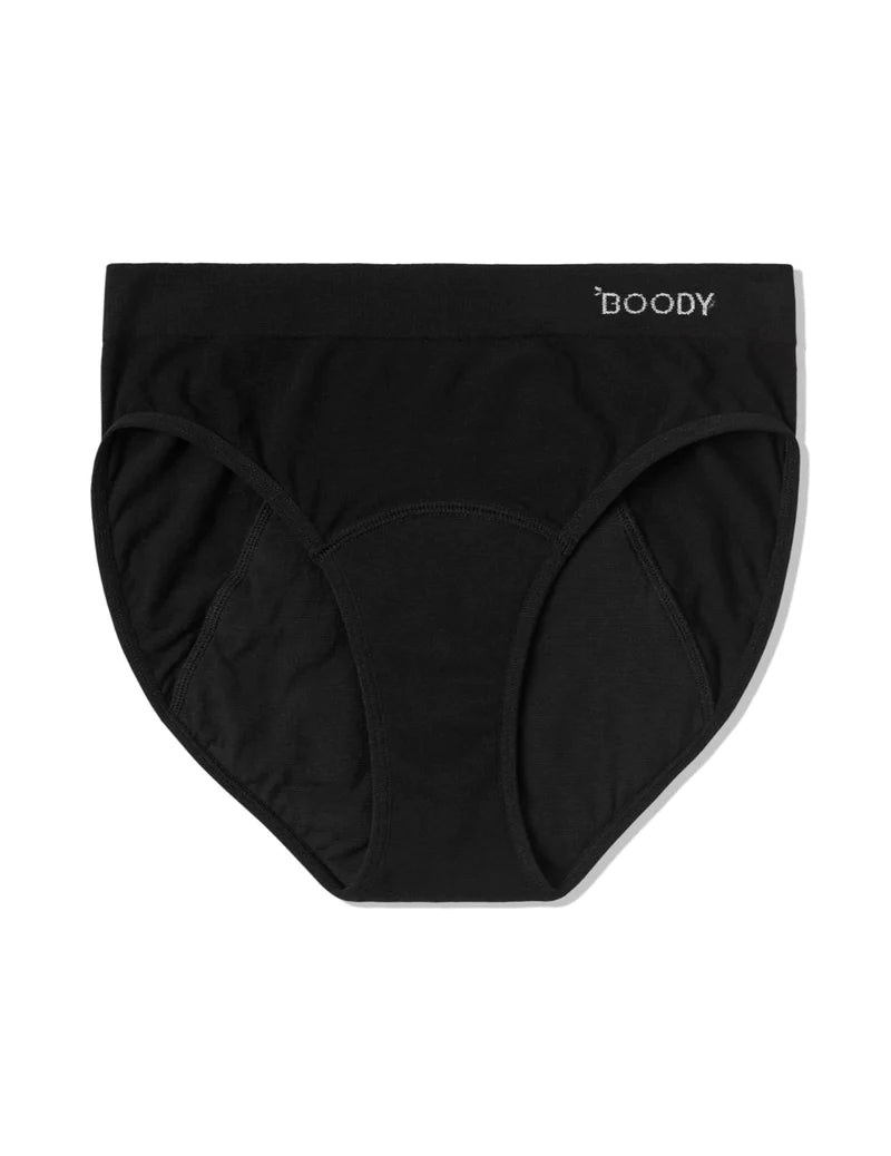 BOODY 吸水パンツ 吸水ショーツ 普通~多い日用 生理 クラシック ビキニ ブラック 黒 ブーディー 下着 ショーツ パンツ オーガニック バンブー 人気 肌に優しい 地球に優しい ストレスフリー 冷え性対策 boodyjapan サイズ#boody エシカル